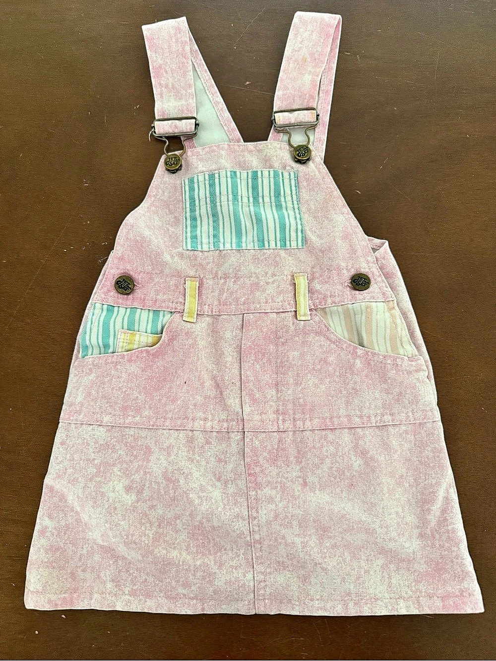 vintage JETSET 4T Girls Pink Striped Overall Dress
